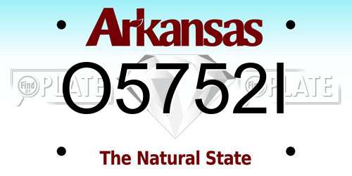 O5752I Arkansas License Plate