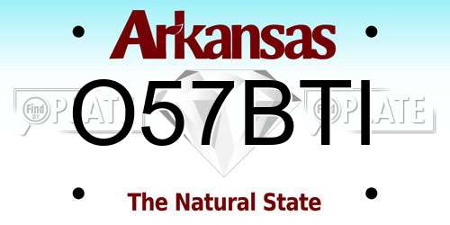 O57BTI Arkansas License Plate
