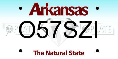 O57SZI Arkansas License Plate