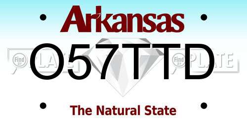 O57TTD Arkansas License Plate