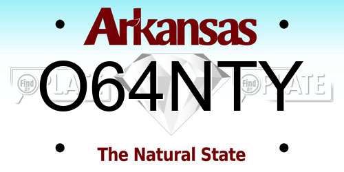 O64NTY Arkansas License Plate