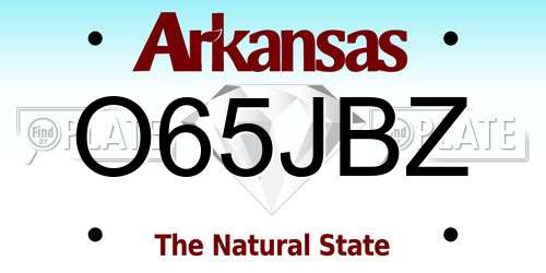 O65JBZ Arkansas License Plate