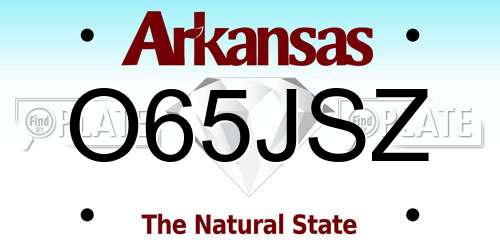 O65JSZ Arkansas License Plate