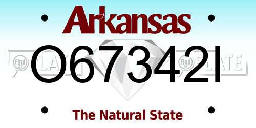 O67342I Arkansas License Plate