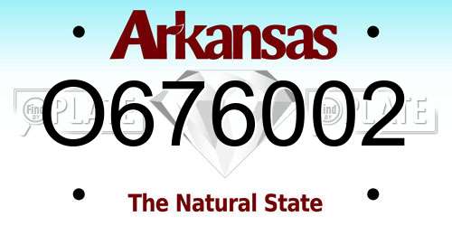 O676002 Arkansas License Plate