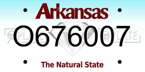 O676007 Arkansas License Plate