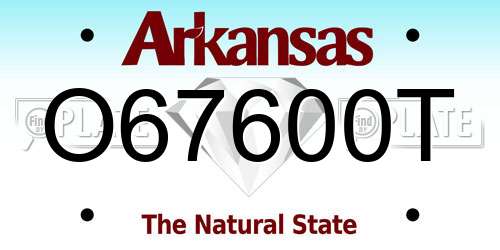 O67600T Arkansas License Plate