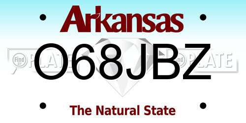 O68JBZ Arkansas License Plate