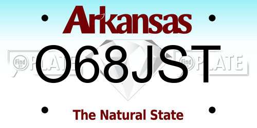 O68JST Arkansas License Plate