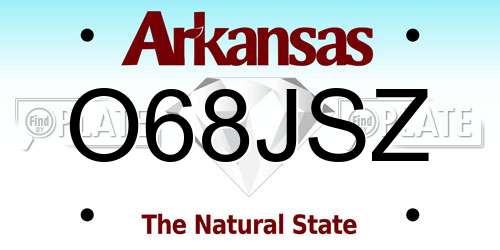 O68JSZ Arkansas License Plate