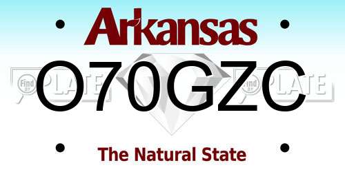 O70GZC Arkansas License Plate