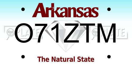 O71ZTM Arkansas License Plate