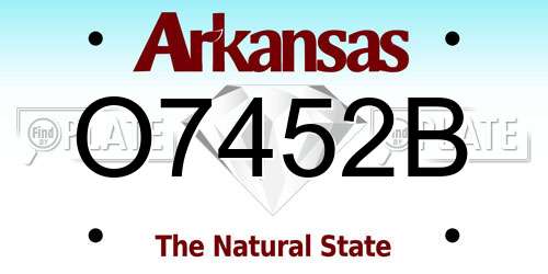 O7452B Arkansas License Plate