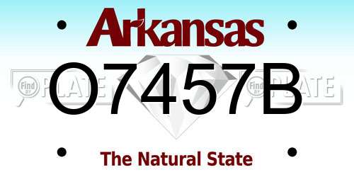 O7457B Arkansas License Plate
