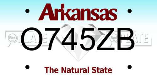 O745ZB Arkansas License Plate