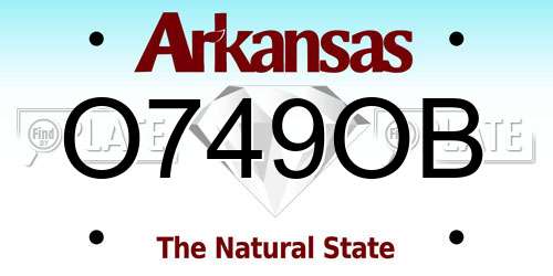 O749OB Arkansas License Plate
