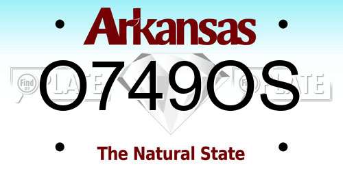 O749OS Arkansas License Plate