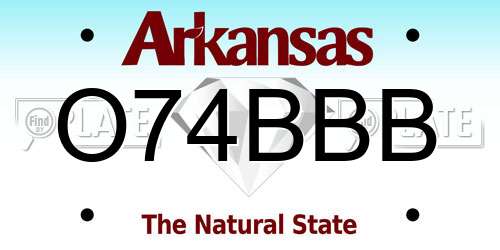 O74BBB Arkansas License Plate