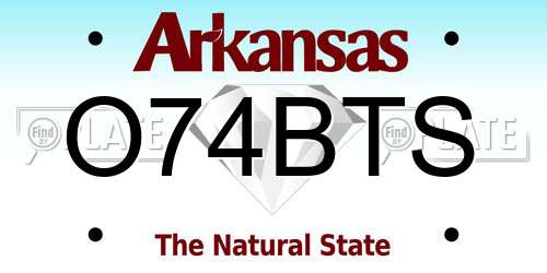 O74BTS Arkansas License Plate