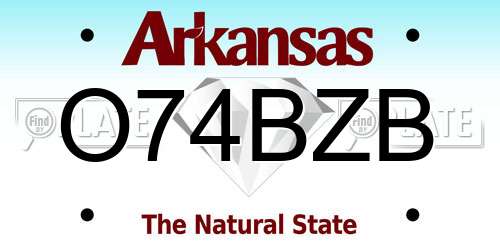 O74BZB Arkansas License Plate