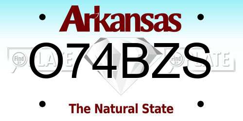 O74BZS Arkansas License Plate
