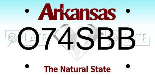 O74SBB Arkansas License Plate