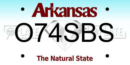 O74SBS Arkansas License Plate