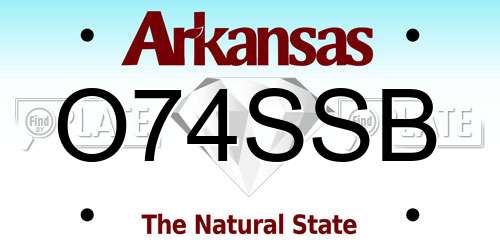 O74SSB Arkansas License Plate