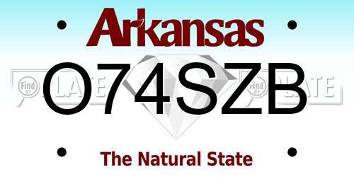 O74SZB Arkansas License Plate