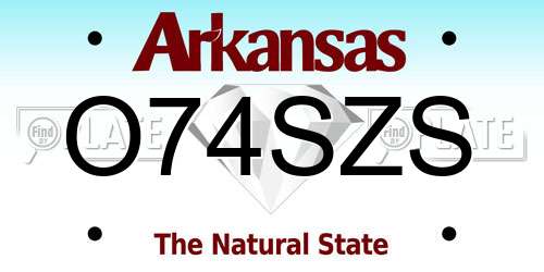 O74SZS Arkansas License Plate
