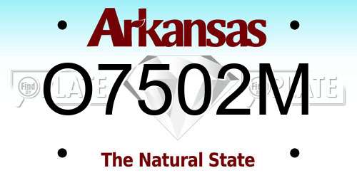 O7502M Arkansas License Plate