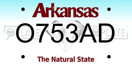 O753AD Arkansas License Plate