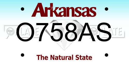 O758AS Arkansas License Plate