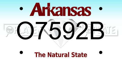 O7592B Arkansas License Plate