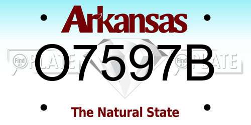 O7597B Arkansas License Plate