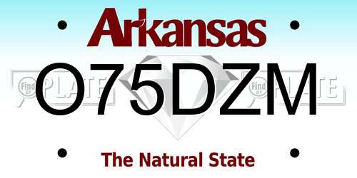O75DZM Arkansas License Plate