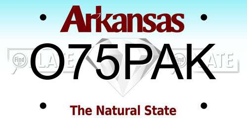 O75PAK Arkansas License Plate
