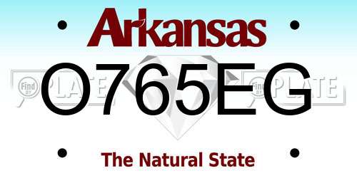 O765EG Arkansas License Plate