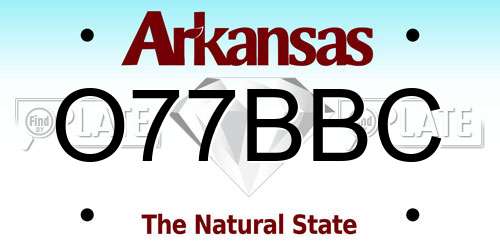 O77BBC Arkansas License Plate