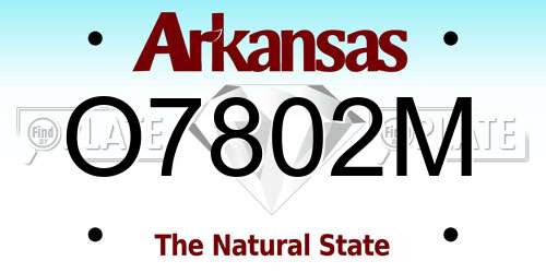 O7802M Arkansas License Plate