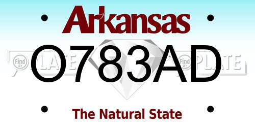 O783AD Arkansas License Plate