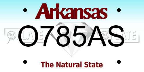 O785AS Arkansas License Plate
