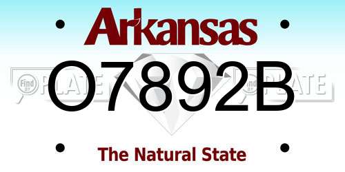 O7892B Arkansas License Plate
