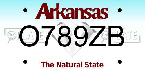 O789ZB Arkansas License Plate