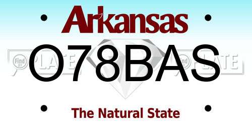 O78BAS Arkansas License Plate