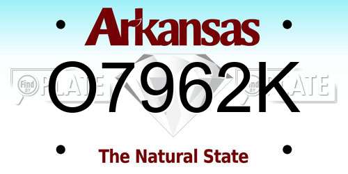 O7962K Arkansas License Plate