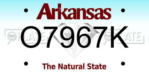 O7967K Arkansas License Plate