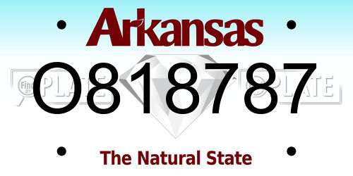 O818787 Arkansas License Plate