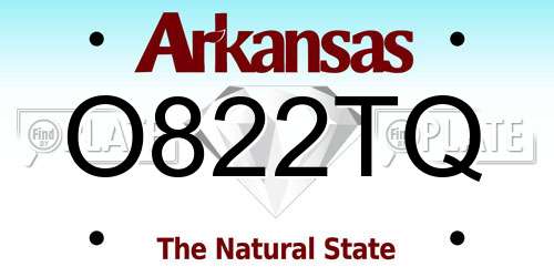 O822TQ Arkansas License Plate