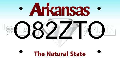 O82ZTO Arkansas License Plate